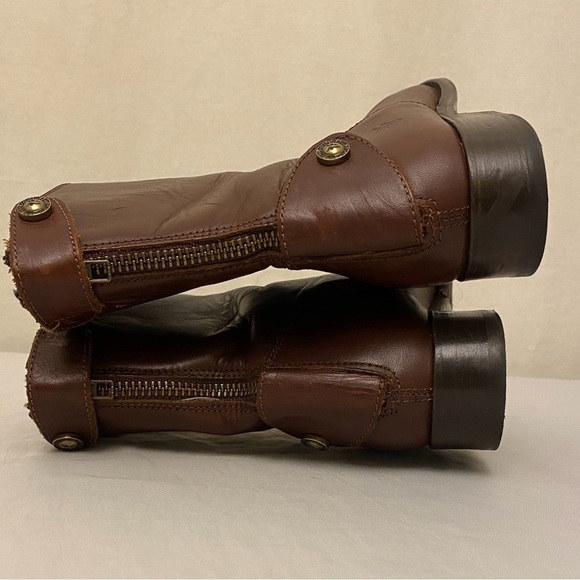 Frye Melissa Button Zip Short Cognac Ladies Ankle Boots Brown Booties Size 7.5 - Picture 5 of 14